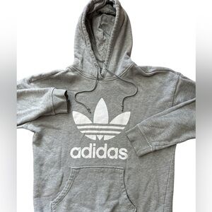 Adidas Unisex Men’s/Women’s Gray Spell Out Hoodie Size Small Logo‎ Hooded